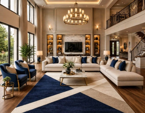 Navy Blue and Beige